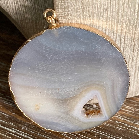 ✨Druzy✨Geode Slice Pendant Rock Stone Lapidary Specimen Necklace Pendant - Picture 3 of 7